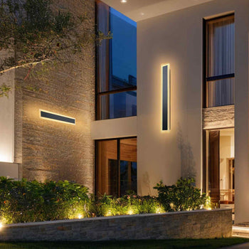 Outdoor Wall Light, 23.6 Inch, Long Strip Modern Exterior Wall Sconce Light Fixtures, 3000K Warm White, IP65 Waterproof, Anti-Rust Outside Patio Wall Mount Lighting, for House, Porch, Garage