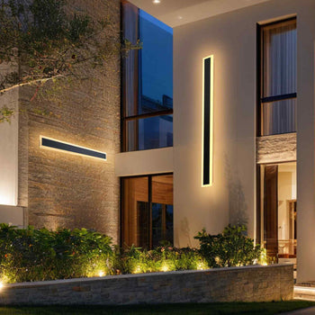Outdoor Wall Lights, 2 Pack, 39.4 Inch Long Strip Modern Exterior Wall Sconce Light Fixtures, 3000K Warm White, IP65 Waterproof Anti-Rust Outside Wall Mount Lighting, for House, Porch, Garage