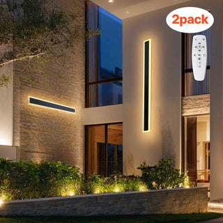 Outdoor Wall Lights, 2 Pack, 39.4 Inch Long Strip Modern Exterior Wall Sconce Light Fixtures, 2700K-6000K, IP65 Waterproof Anti-Rust, Dimmable Outside Wall Mount Lighting, for House Porch Garage