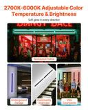 Outdoor Wall Lights, 2 Pack, 39.4 Inch Long RGB Modern Exterior Wall Sconce Light Fixtures, 2700K-6000K, IP65 Waterproof Anti-Rust, Dimmable Outside Wall Mount Lighting, for House Porch Garage