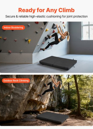 Bouldering Crash Pad, Bi-Fold Rock Climbing Crash Pad with Adjustable Backpack Straps and Handle, Foldable Lightweight for Indoor Bouldering & Outdoor Climbing, Folded Size 35.6" x 24" x 8.3"