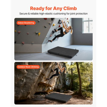 Bouldering Crash Pad, Bi-Fold Rock Climbing Crash Pad with Adjustable Backpack Straps and Handle, Foldable Lightweight for Indoor Bouldering & Outdoor Climbing, Folded Size 35.6" x 24" x 8.3"