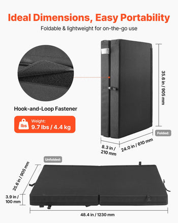 Bouldering Crash Pad, Bi-Fold Rock Climbing Crash Pad with Adjustable Backpack Straps and Handle, Foldable Lightweight for Indoor Bouldering & Outdoor Climbing, Folded Size 35.6" x 24" x 8.3"