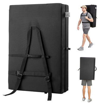 Bouldering Crash Pad, Bi-Fold Rock Climbing Crash Pad with Adjustable Backpack Straps and Handle, Foldable Lightweight for Indoor Bouldering & Outdoor Climbing, Folded Size 35.6" x 24" x 8.3"