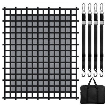 Cargo Net, 120 in x 105 in, Heavy Duty Truck Cargo Net for Truck Bed, 4 Adjustable Straps with Carabiners & S-Hooks, Wear-resistant & Weather-proof, Suitable for Pickup, Truck, Jeep, SUV, Boat