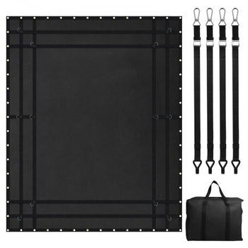 Cargo Net, 120 in x 105 in, Heavy Duty Truck Cargo Net for Truck Bed, 4 Adjustable Straps with Carabiners and Rubber Coated Hooks, Durable, Suitable for Pickup, Jeep, Truck, SUV, Boat (Black)