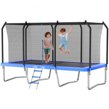 Outdoor Trampoline, 8 x 14FT Rectangle Trampoline, ASTM Approved  Recreational Trampolines with Enclosure Net, Max 265 lbs Weight Capacity, Anti-Rust Rectangular Trampolines for Kids & Adults
