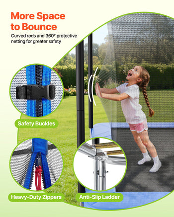 Outdoor Trampoline, 8 x 14FT Rectangle Trampoline, ASTM Approved  Recreational Trampolines with Enclosure Net, Max 265 lbs Weight Capacity, Anti-Rust Rectangular Trampolines for Kids & Adults