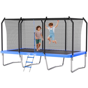 Outdoor Trampoline, 8 x 14FT Rectangle Trampoline, ASTM Approved  Recreational Trampolines with Enclosure Net, Max 265 lbs Weight Capacity, Anti-Rust Rectangular Trampolines for Kids & Adults