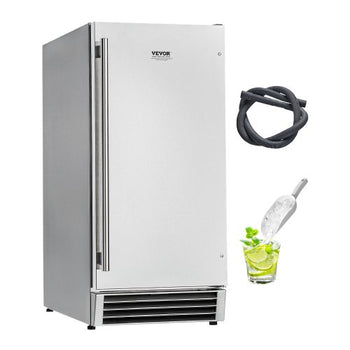 Undercounter Built-in Ice Maker, 50 Lbs/Day Under Counter Ice Maker Machine with Reversible Door Stainless Steel, Freestanding Ice-Making Machine for Restaurant, Outdoor Kitchen, Terrace, Pool