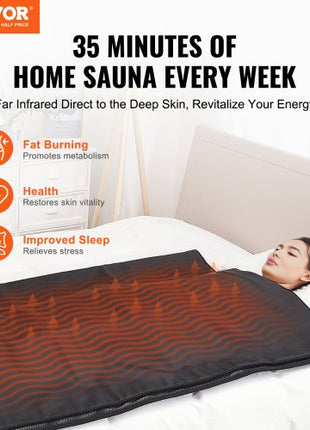 Sauna Blanket for Detoxification, Portable Far Infrared Sauna for Home Relaxation, 1-6 Level Adjustable Temprature Rannge 95-185?, 1-60 Minutes Timer, Far Infrared Carbon Heating Sauna Bag