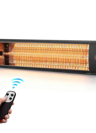 Infrared Heater 1500W Electric Space Heater 3 Heat Settings Black, with Remote Control for Outdoor Use, 24 Hours Timer, Premium Aluminum Alloy, Even Warmth for Patios, Backyards, and Balconies