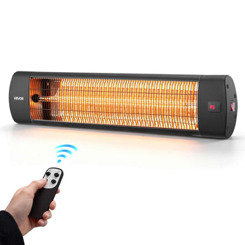Infrared Heater 1500W Electric Space Heater 3 Heat Settings Black, with Remote Control for Outdoor Use, 24 Hours Timer, Premium Aluminum Alloy, Even Warmth for Patios, Backyards, and Balconies