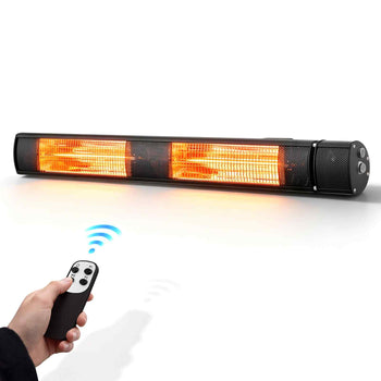 Infrared Heater 3000W Electric Space Heater for Outdoor Use Black, Remote & Mechanical Switch Control, 3 Heat Settings, Aluminum Alloy & Cold-Rolled Steel, for Patios, Backyards, Balconies