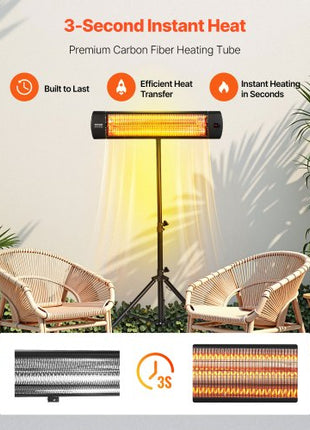 Infrared Heater, 1500W Electric Space Heater with Remote Control, LED Screen w/ 3 Speeds & Timer, Outdoor/Outdoor for Patio,Porch,Dining Room,Studio