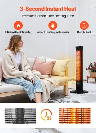 Infrared Heater, 1500W Electric Space Heater with Remote Control, 2 Speeds & Easy Operate, Indoor/Outdoor for Patio Bedroom,Studio,Porch,Dining Room,Studio