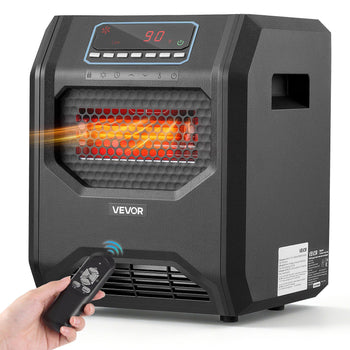 Infrared Heater 1500W Electric Space Heater with Remote Control Black, 3 Heat Settings, 12H Timer, Overheat Shutoff, Portable Wheels, Premium ABS, Indoor Use for Bedrooms, Offices, Studies