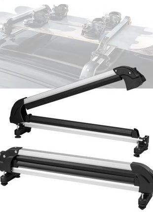 Ski and Snowboard Roof Rack, 31.7-Inch Universal Ski Rack for Car Roof Fit Most Crossbars, Carry up to 6 Pairs of Skis or 4 Snowboards, Aluminum Snowboard Ski Rack with Lock & Rubber Padding