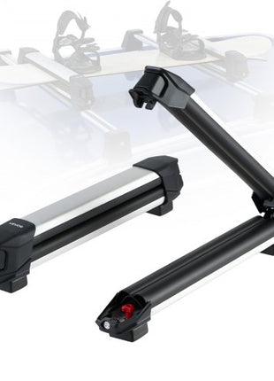 Ski & Snowboard Roof Rack, Carry up to 4 Pairs of Skis or 2 Snowboards, 2 PCS Aluminum Universal Car Roof Rack with Lock & Rubber Padding, Carrier for Fishing Rod, Fit Most Slotted Crossbars