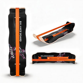 Balance Board, Wobble Board Trainer for Adults, Premium Wooden Curved Balance Training Equipment, Compact & Lightweight for Core Workouts, Standing Desk Exercise, Home Gym, Yoga, Black & Orange