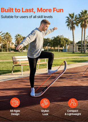Balance Board, Wobble Board Trainer for Adults, Premium Wooden Curved Balance Training Equipment, Compact & Lightweight for Core Workouts, Standing Desk Exercise, Home Gym, Yoga, Black & Orange