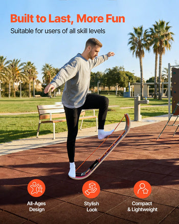Balance Board, Wobble Board Trainer for Adults, Premium Wooden Curved Balance Training Equipment, Compact & Lightweight for Core Workouts, Standing Desk Exercise, Home Gym, Yoga & More, Orange