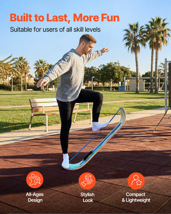 Balance Board, Wobble Board Trainer for Adults, Premium Wooden Curved Balance Training Equipment, Compact & Lightweight for Core Workouts, Standing Desk Exercise, Home Gym, Yoga & More, Blue