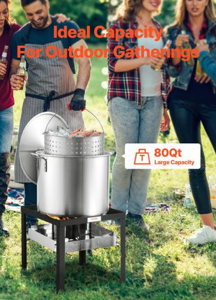80 Qt Seafood Boiling Kit with Strainer, Outdoor Seafood Boil Pot and Basket, Cooking Set for Crab Crawfish Lobster Boiling, Aluminum Stockpot with 100,000 BTUs Propane Burner and Steamer Rack