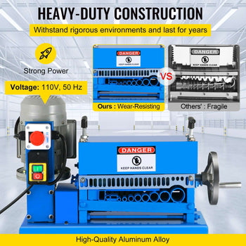 1.5-40MM Electric Cable Stripping Machine 370W, Efficiently Strips Various Metal Wires, Includes 10 Blades, Speeds Up to 15M/Min