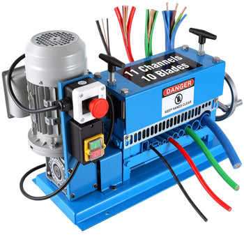 1.5-40MM Electric Cable Stripping Machine 370W, Efficiently Strips Various Metal Wires, Includes 10 Blades, Speeds Up to 15M/Min