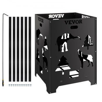 Burn Barrel, 21x21x27 inch Burn Cage, Carbon Steel Cage Incinerator, Incinerator Barrel with Lid and Handle for Outdoors