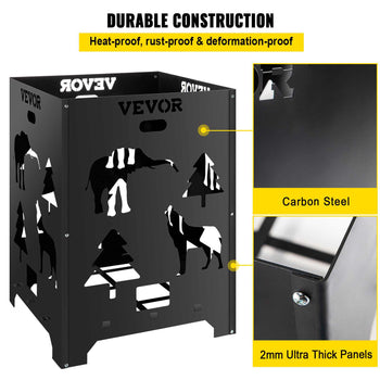 Burn Barrel, 21x21x27 inch Burn Cage, Carbon Steel Cage Incinerator, Incinerator Barrel with Lid and Handle for Outdoors