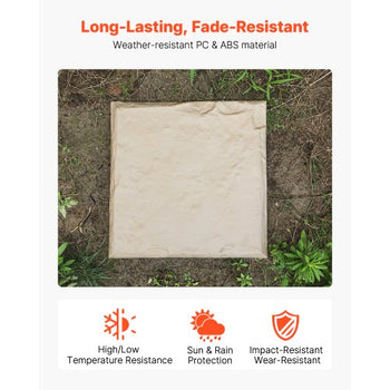 Garden Stepping Stones, 16Pcs 15.5 x 15.5 in, Decorative Stepping Stones with Stakes, Weather-Resistant Plastic Pathway Pavers, Smooth Surface, Outdoor Walkway for Lawn Patio Landscape, Beige