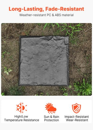 Garden Stepping Stones, 16Pcs 15.5 x 15.5 in, Decorative Stepping Stones with Stakes, Weather-Resistant Plastic Pathway Pavers, Smooth Surface, Outdoor Walkway for Lawn Patio Landscape, Grey