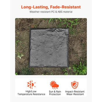 Garden Stepping Stones, 16Pcs 15.5 x 15.5 in, Decorative Stepping Stones with Stakes, Weather-Resistant Plastic Pathway Pavers, Smooth Surface, Outdoor Walkway for Lawn Patio Landscape, Grey