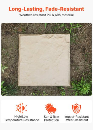 Garden Stepping Stones, 8Pcs 15.5 x 15.5 in, Decorative Stepping Stones with Stakes, Weather-Resistant Plastic Pathway Pavers, Smooth Surface, Outdoor Walkway for Lawn Patio Landscape, Beige