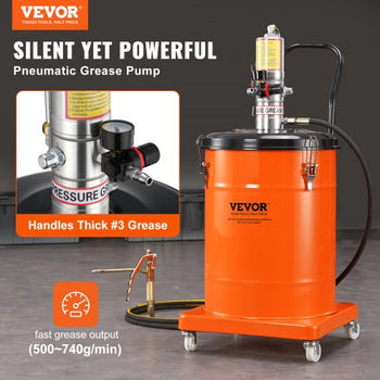 Grease Pump, 10.5 Gallon 40L Air Operated Grease Pump with 13 ft High Pressure Hose and Grease Gun, Pneumatic Grease Bucket Pump with Wheels, Portable Lubrication Grease Pump 50:1 Pressure Ratio