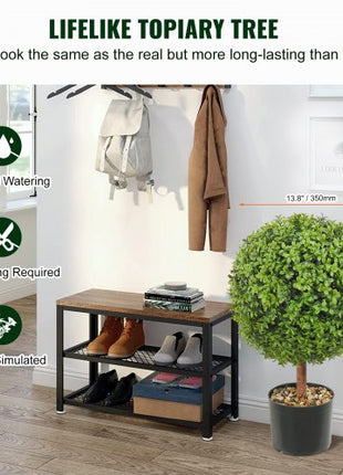 2x Artificial Boxwood Ball ?40,6cm Garden Deco Boxwood in Flowerpot Ball Artificial Boxwood Ball Artificial Plant made of PE, Wood, PP incl. 4 pcs. Decorative butterflies and 10 pcs. Replacement