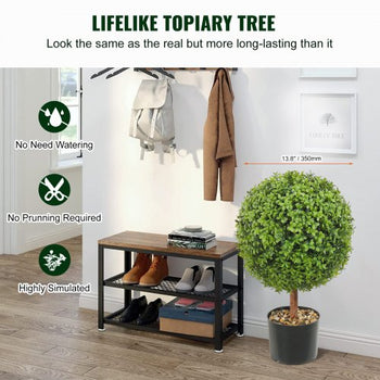 2x Artificial Boxwood Ball ?40,6cm Garden Deco Boxwood in Flowerpot Ball Artificial Boxwood Ball Artificial Plant made of PE, Wood, PP incl. 4 pcs. Decorative butterflies and 10 pcs. Replacement