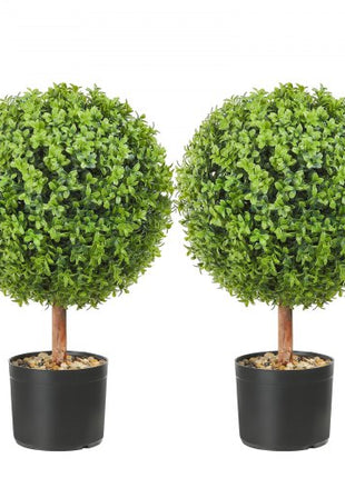 2x Artificial Boxwood Ball ?40,6cm Garden Deco Boxwood in Flowerpot Ball Artificial Boxwood Ball Artificial Plant made of PE, Wood, PP incl. 4 pcs. Decorative butterflies and 10 pcs. Replacement
