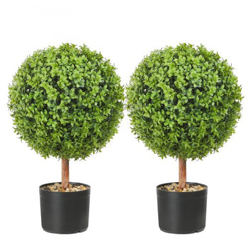 2x Artificial Boxwood Ball ?40,6cm Garden Deco Boxwood in Flowerpot Ball Artificial Boxwood Ball Artificial Plant made of PE, Wood, PP incl. 4 pcs. Decorative butterflies and 10 pcs. Replacement