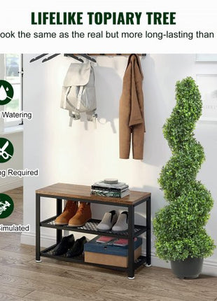 2 pcs. Artificial Boxwood Tower Topiary Spiral Artificial Plant 91cm high Decorative Plant Green Plastic PE Iron Topiary Plants incl. 10 pcs. Replacement Leaves