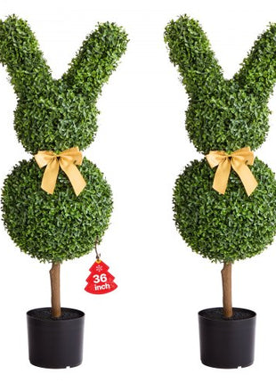 Artificial Topiary Bunny-Shape Boxwood Ball, 2 Set 36 inch Faux Boxwood Plant Balls, Fake Silk Tree Look Real, Easy Assembly for Decor Front Porch Outdoor Patio Garden Balcony Backyard Indoor