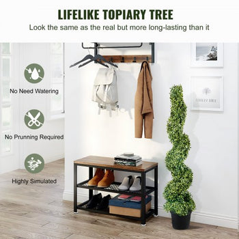 2 pcs. Artificial Boxwood Tower Topiary Spiral Artificial Plant 122cm high Decorative Plant Green Plastic PE Iron Topiary Plants incl. 10 pcs. Replacement Leaves