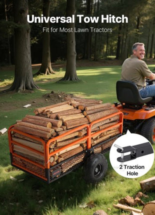 Garden Utility Trailer, 22 Cu. Ft. & 1600lbs, ATV UTV Trailer, Tow Behind Steel Dump Trailers, Removable Rear Panel, Heavy Duty Pull Behind Yard Trailers for Lawn Mower Tractor Garden Waste