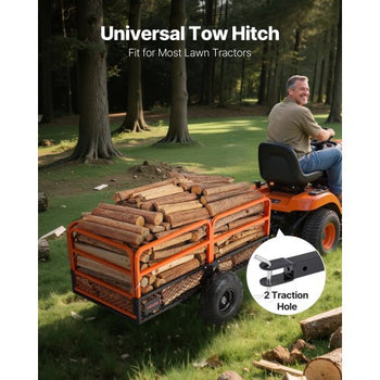 Garden Utility Trailer, 22 Cu. Ft. & 1600lbs, ATV UTV Trailer, Tow Behind Steel Dump Trailers, Removable Rear Panel, Heavy Duty Pull Behind Yard Trailers for Lawn Mower Tractor Garden Waste
