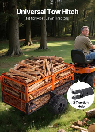 Garden Utility Trailer, 28 Cu. Ft. & 1800lbs, ATV UTV Trailer, Tow Behind Steel Dump Trailers, Removable Rear Panel, Heavy Duty Pull Behind Yard Trailers for Lawn Mower Tractor Garden Waste