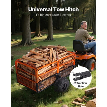 Garden Utility Trailer, 28 Cu. Ft. & 1800lbs, ATV UTV Trailer, Tow Behind Steel Dump Trailers, Removable Rear Panel, Heavy Duty Pull Behind Yard Trailers for Lawn Mower Tractor Garden Waste