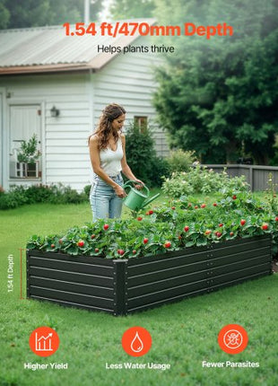Metal Raised Garden Bed, 6.7 x 3 x 1.5 ft Outdoor Galvalume Planter Garden Box, Open Bottom Design, Large Planter Raised Bed for Growing Vegetables, Flowers, Herbs, and Succulents, Gray