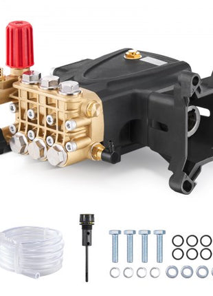 Pressure Washer Pump, 1" Shaft Horizontal Triplex Plunger, 4000 PSI, 4.0GPM, Replacement Power Washer Pumps Kit with Hardware, Compatible with Simpson MorFlex 40224, 40225, 40226, Santoprene